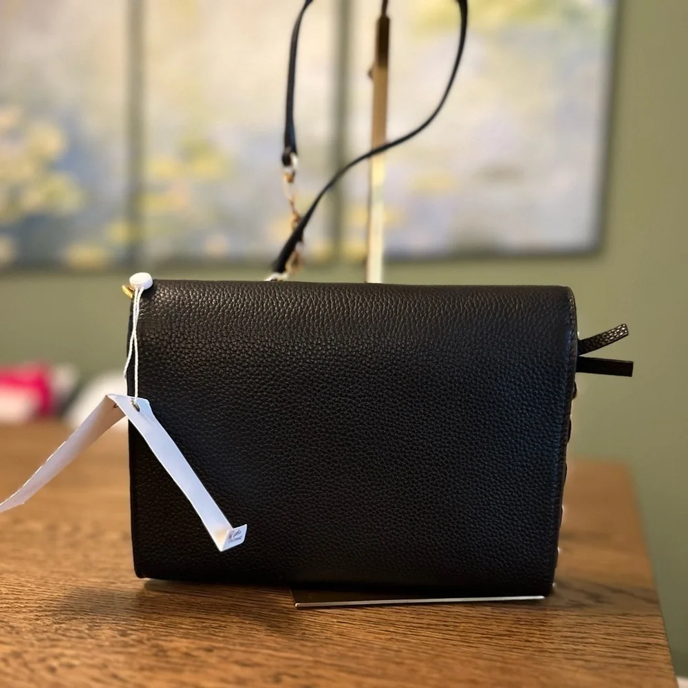 NWT! NEW! Tory Burch Britten Combo Crossbody Black Pebbled Leather
